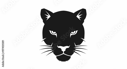 Black Panther Head Facing Forward Silhouette.