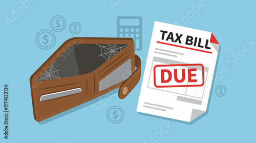 Empty Wallet and Tax Bill Concept