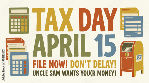 Retro Style Tax Day Typography Poster