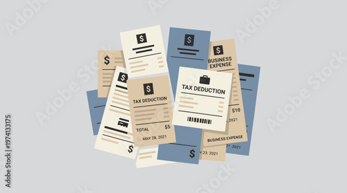 Stack of Paper Receipts for Deductions