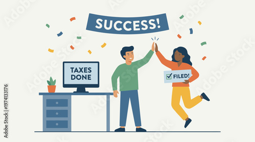 Success Celebration after Filing Taxes