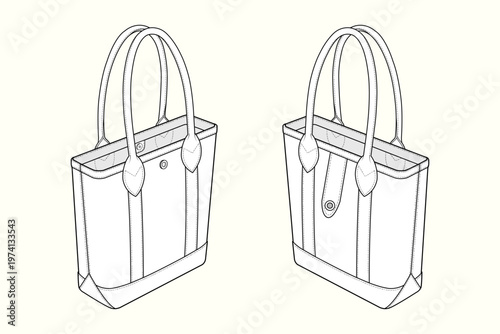 Heritage Archer Canvas Tote Technical Flat Sketch Outline