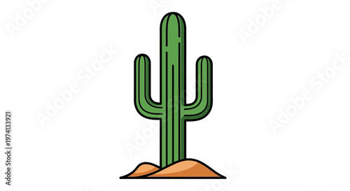 Green cactus plant standing tall alone.