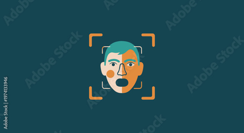 Cartoon man with surprised facial expression.