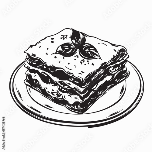 Delicious Beef Lasagna Served On A Plate Italian Pasta Layers Image Vector