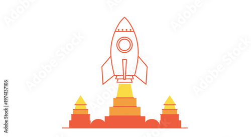 Rocket Ship Launching into Space.