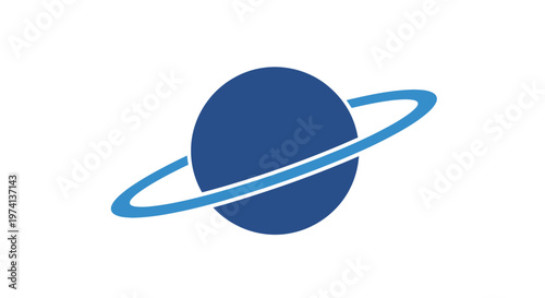 Saturn planet with blue rings.