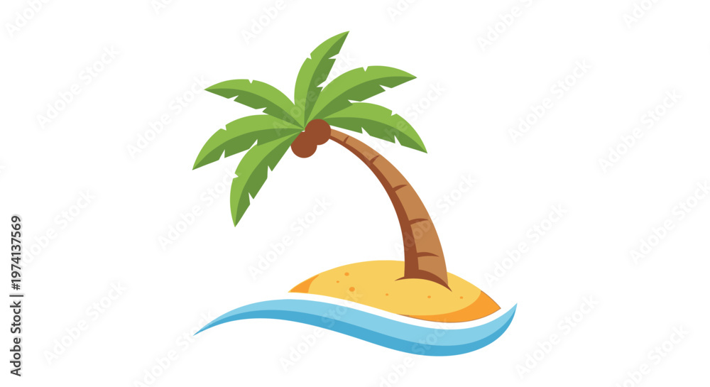 Fototapeta premium Palm tree on small island beach.