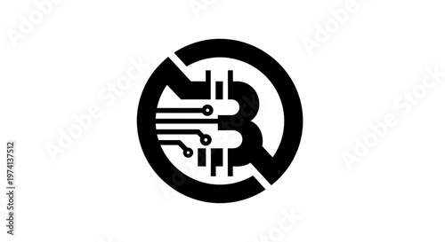 No Bitcoin sign with circuit board.