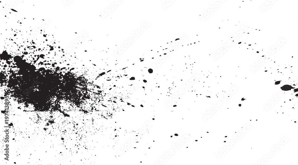 Obraz premium Black ink splatters on white background