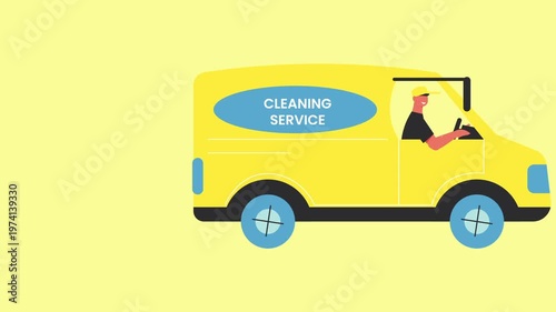 Professional Cleaning Service Van Animation