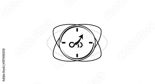 Simple black line clock icon.