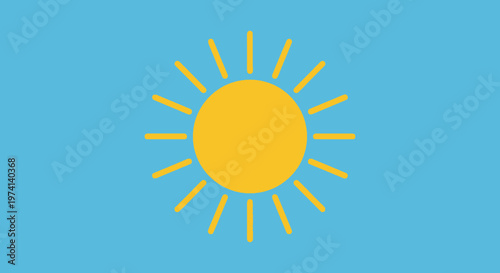 Simple Yellow Sun Icon Symbol.