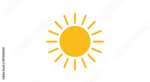 Simple Yellow Sun Icon Symbol.
