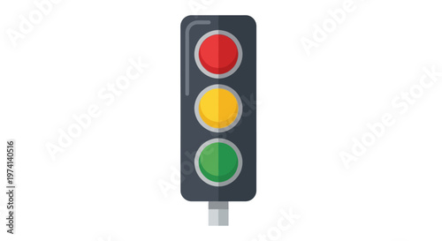 Traffic light with red yellow green lights.