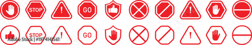 stop red sign icon with white hand, do not enter. Warning stop sign background, 