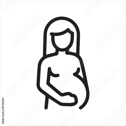 Pregnant woman, linear icon. Motherhood and maternity health. Line with editable stroke.