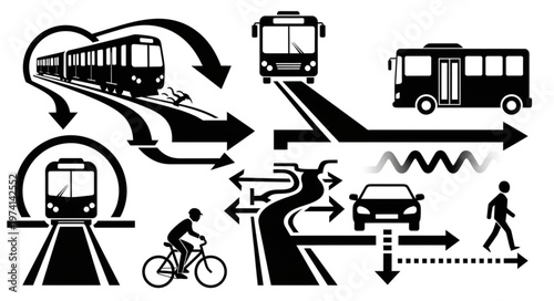 Diverse Transportation Methods and Urban Mobility Concepts.
