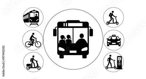 Diverse Transportation Methods Icons Collection.