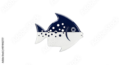 Stylized Blue and White Polka Dot Fish