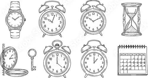 A collection of clocks and watches