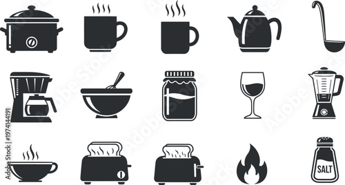 Kitchen items and food and drink icons