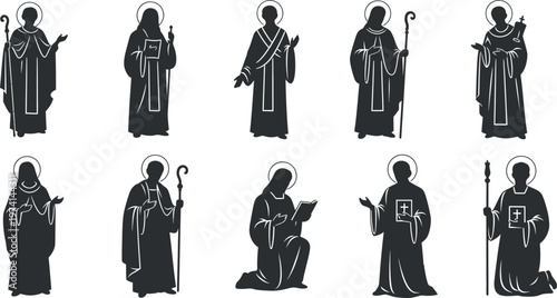 A group of christian saints in silhouette