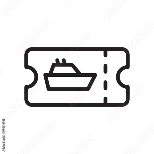 Cruise ticket, linear icon. Travel booking and passenger boarding pass. Line with editable stroke.