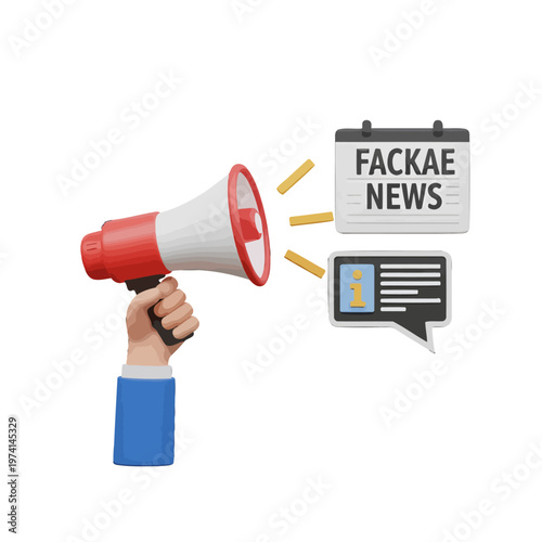 Hand holding megaphone announcing information and news updates