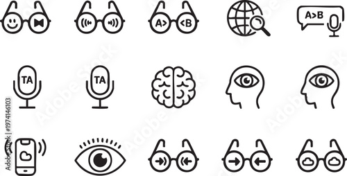 Modern AI Communication Icons for Audio Speech and Digital Interaction