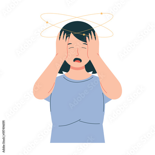 Anemia Symptoms Woman Flat Character Illustration