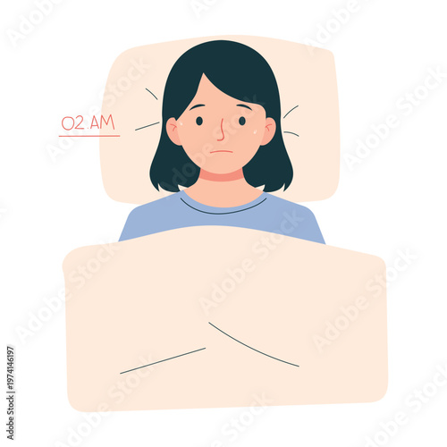 Anemia Symptoms Woman Flat Character Illustration