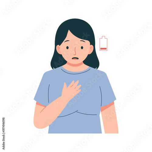 Anemia Symptoms Woman Flat Character Illustration