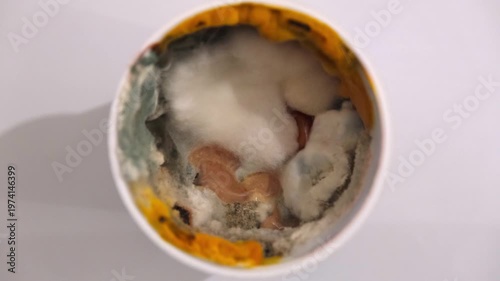 Food contaminated with mold. Mold on the yogurt