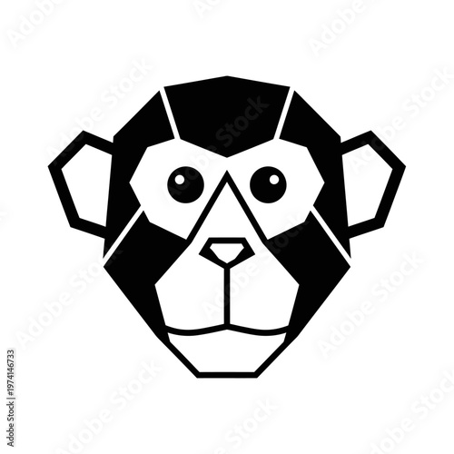 Geometric monkey face closeup illustration.