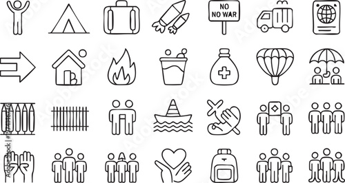 Global Migration and Aid Icons for Nonprofit and Web Design