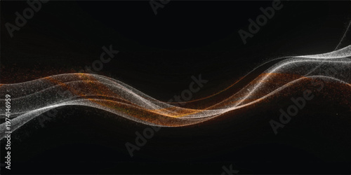 Abstract swirling lines of light on black background with science fiction particle lines abstract background swirling particles illustration gradient ethereal technology computer generated