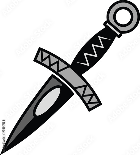 Dagger knife weapon illustration vector medieval ancient blade sharp tool.