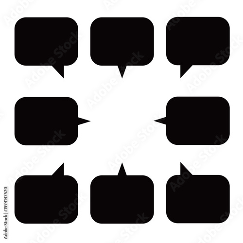 角が丸く親しみやすい印象を与える長方形の吹き出しセット