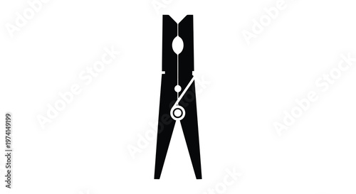 Simple black clothespin graphic a common household item silhouette high quality