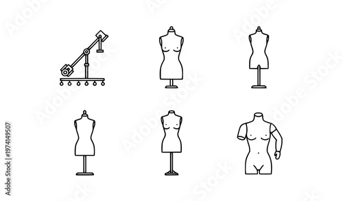 SEO-Friendly Title:
Minimalist mannequin atelier outline icons for web and fashion apps