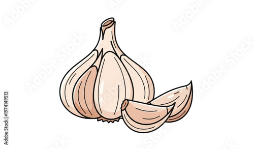 SEO-Friendly Title:
Minimal garlic bulb and cloves vector icon for web design