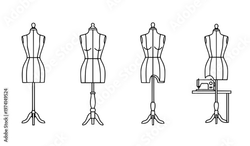 SEO-Friendly Title:
Mannequin atelier vector icon set outline for web and fashion design