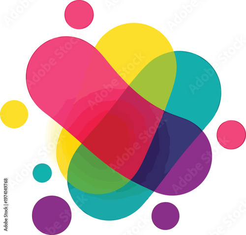Colorful Overlapping Circles on White Background