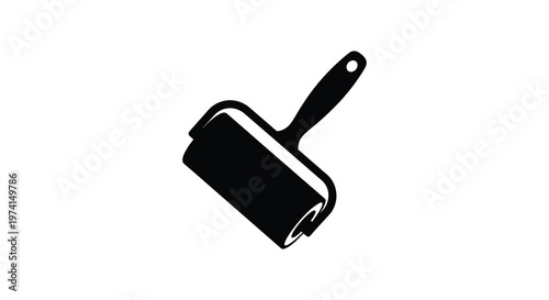 Black lint roller isolated on a white background a simple silhouette