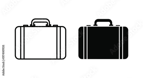 Two vintage suitcases one light and one dark in a stark silhouette