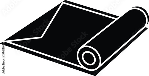 Rolled up mat icon on transparent background, sports and activity concept.