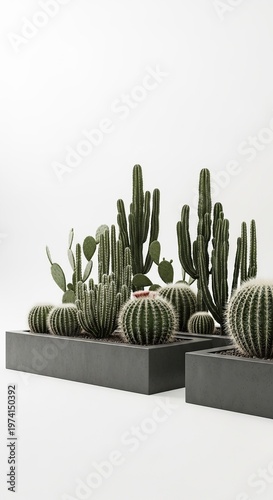 Cactus Garden Arrangement - Desert Plants in Modern Planters.