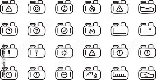 Timer and stopwatch icon set with countdown alarm and time tracking symbols for productivity design