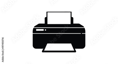 Simple black illustration of a modern printer distinct silhouette high quality
